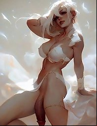 Shemales in different artistic styles.